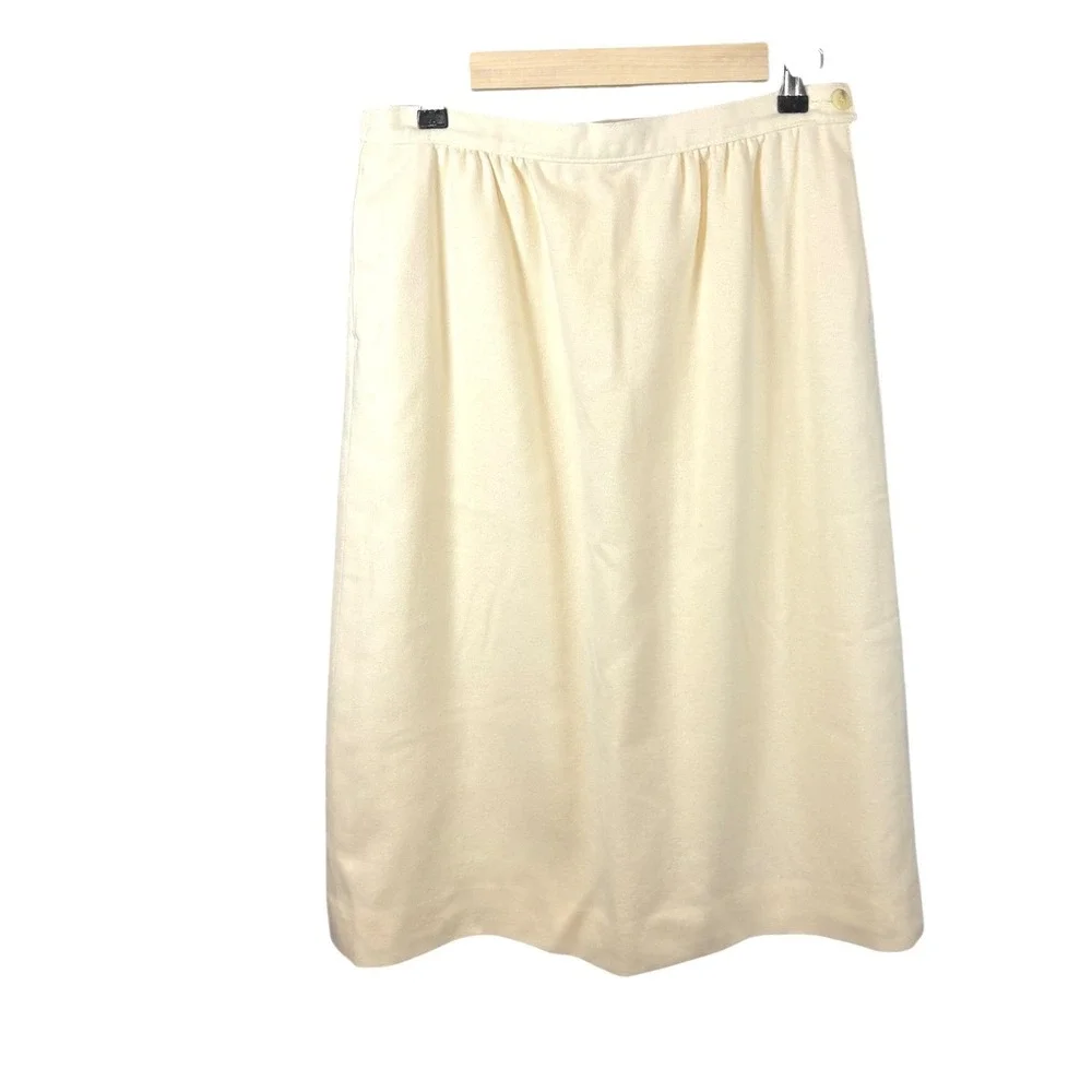 Pendleton Vintage 100% Virgin‎ Wool Cream Midi Skirt Size 12 Made in USA